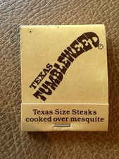 Vintage Texas Tumbleweed Steakhouse Matchbook Dallas Texas 1980s Unstruck picture