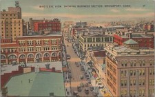 Postcard Bird's Eye View Showing Business Section Bridgeport CT  picture