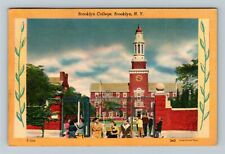 Brooklyn NY- New York, Brooklyn College, Outside View, Vintage Linen Postcard picture