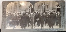 Stereoview Keystone View Co. Clemenceau Wilson Lloyd Leaving Versailles WWI picture