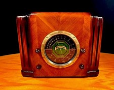 Old Wood Vintage Antique Restored Art Deco Radio Chassis Upgrade W/ Bluetooth picture