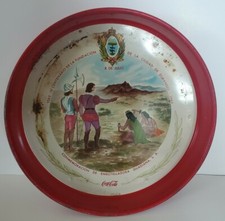 Vintage Original 1963 Coca-Cola Durango Mexico Conquistadors Indians Metal Tray picture