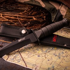 MTech USA Fixed Blade Full Tang Knife-Molded Rubber Handle & Sheath-Tanto Blade picture