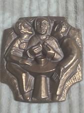 The Lord Breaks the Bread Cross Bronze Christianity Vintage German picture