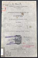 Antique 1908 USGS Bulletin 380-B Investigations Related to Copper by Ransome picture