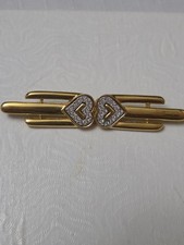 Vtg 1980s Monet 'Wings of Love' Twin Hearts Bar Brooch Pin Valentines Wedding picture