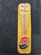Vintage 1950’s Have A Pepsi The Light Refreshment Thermometer 27”H X 7 1/4