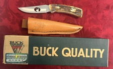 Vtg Buck 475 Knife Limited Edition 2000 Laser Cut Blade Stag Handle NIB picture