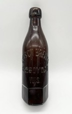 Antique Gutsch Brewing Co Sheboygan WI Amber Beer Bottle Hex Base Blob Top picture