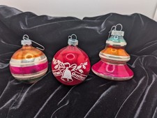 Lot Of 3 Vintage Shiny Brite Ornaments 2 Round 1 Tree picture