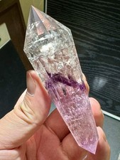 131g Natural Amethyst Quartz Obelisk Crystal Double Point Reiki Heal Decor picture