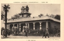Paris - French India Pavilion, Elephants, Colonial Expo - Antique Postcard 1931 picture