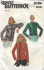 BUTTERICK 6780 MISSES BAND COLLAR JACKET PATTERN SIZE 14 picture