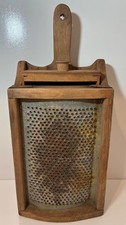 Vintage Primitive Wooden Grater Box Drawer Kitchen Wall Hanging 15” picture