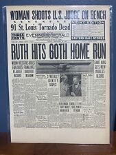 VINTAGE NEWSPAPER HEADLINE ~BABE RUTH HITS 60th HOME RUN 1927 BASEBALL  RECORD picture