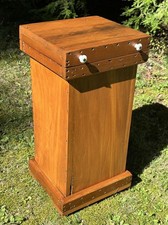 Antique Vintage Hand Made Kitchen Pine Potato Storage Trash Bin on Casters picture