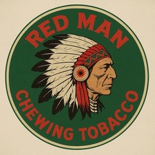 HI GLOSS Red Man Chewing Tobacco With Indian Vintage Style Metal Sign picture