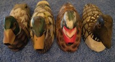 Four Miniature Hand Carved,  Painted Ducks Collectible Decor 3
