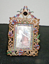 KIRK'S FOLLY GOLDTONE PICTURE FRAME W/ ENAMEL & RHINESTONE DRAGONFLIES picture