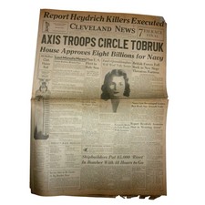 Vintage June 18 1942 Cleveland News Newspaper WWII Tobruk Heydrich Killers picture