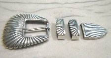 Sterling Silver Tom Taylor Feather Design Western 4 Piece Buckle Set 97.8 grams picture