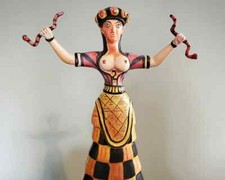 Minoan Snake Goddess Statue, Cretan Snake Goddess Sculpture, Antique Style picture