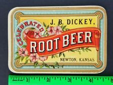Vintage 1890's JB Dickey Root Beer Label Newton Kansas picture