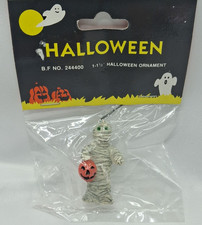 Vtg Ben Franklin NOS Halloween Miniature Ornaments Decor, MUMMY W/ Pumpkin 1.5