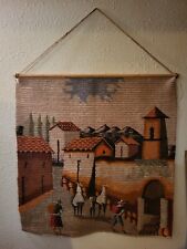 Peruvian 100% sheep wool Hand Woven hanging wall Tapestry vintage 37 1/2 x 36 picture