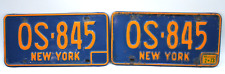 2pc 1973 New York License Plates Pair #OS-845 1966 1967 1968 1969 NY Original picture