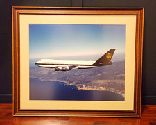 Vintage UPS 747 Cargo Flight - Matted Wood Frame - 26