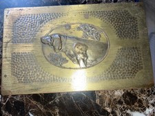 Antique C.1910 Art Nouveau WFM Germany Hammered Brass Cigar Box picture