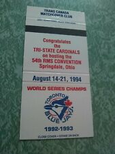 Vintage Matchbook Cover X1 Collectible Ephemera Toronto Blue Jays baseball picture
