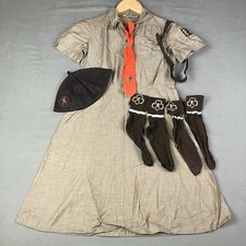 Vintage 60’s Girl Scout Brownie Uniform Beanie, Dress, Belt, Tie, Socks picture