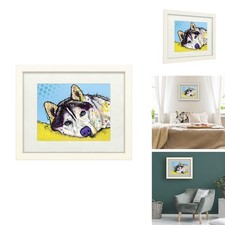 Trademark Fine Art Siberian Husky II White Matted White Frame Dean Russo 16x20 picture