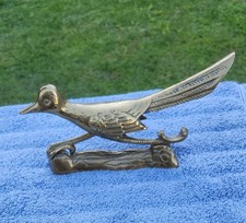 Vintage Solid Brass Roadrunner Figurine Statue MCM Southwestern Decor 8.5