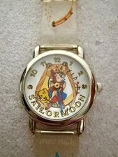 1990s Working Sailor Moon Clear Jelly Band Bubble Watch W/Luna Second Hand picture