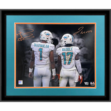 Tua Tagovailoa And Jaylen Waddle Autographed Miami Dolphins (Spotlight) Deluxe F picture
