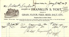 1927 Franklin S. Yost Pleasant Valley PA Grain Billhead picture