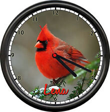 Personalized Name Red Cardinal On Snow Coated Tree Branch Bird Sign Wall Clock picture