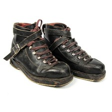 Vintage 1983 Swiss Military HENKE Black Leather Boots Peugeot Steel Heel RARE picture