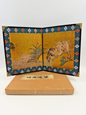 Vintage Japanese Kano Tanyu Gold Leaf Bamboo Forest Tiger Decorated Silk Screen picture