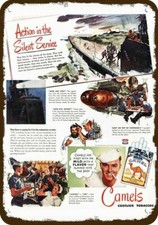 1945 CAMEL CIGARETTES Vintage Look DECORATIVE METAL SIGN US NAVY SUBMARINE TORP picture