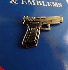 FREE SHIP Lapel Pin Silver Tone Gun 40 Caliber Pistol Hand Gun 1