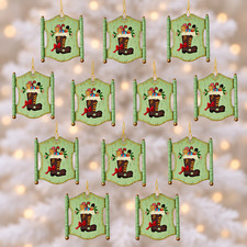 12 vtg Xmas ornaments 1970s New old-stock Colonial wood sign RDL sealed LOT picture