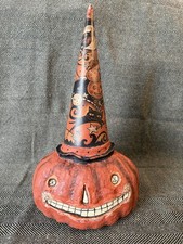 JOHANNA PARKER FOR PRIMITIVES BY KATHY HALLOWEEN JACK O LANTERN W/PARTY HAT picture