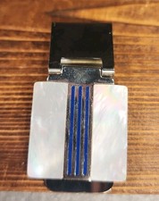 Vintage Silver Tone ArtcDeco Money Clip W/Mother-Of-Pearl  picture