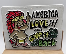 Vintage 1970s America Love It or Give It Back 3D Molded Plastic Day Glo Letters picture