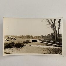 Antique/Vintage RPPC Real Postcard Car Driving Over Trout Pond Baldwin MI picture