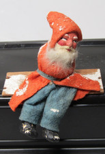 Antique VTG Composition Felt SANTA BELSNICKLE Figurin Christmas Ornament Germany picture